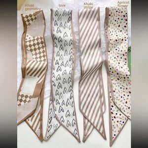 NEW Set of 4 Khaki/Apricot Patterned Twilly’s/Scarves